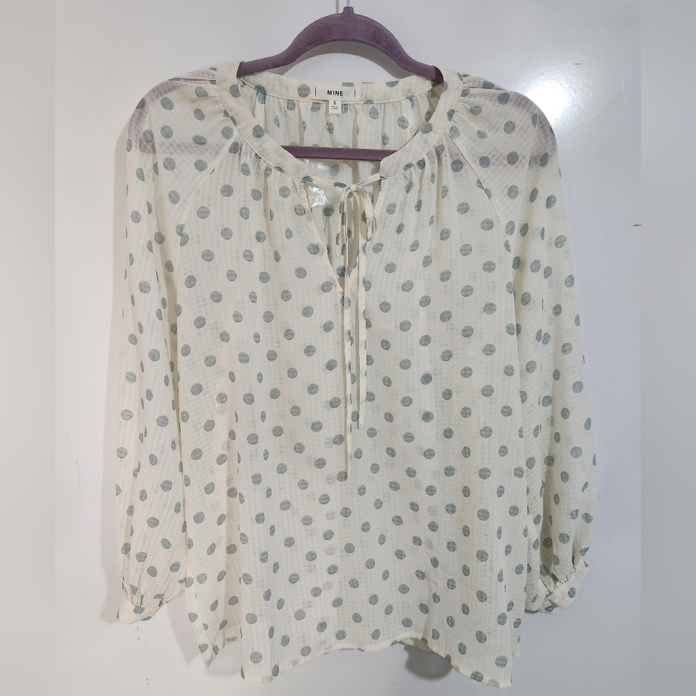 Mine Cream Polka Dot Women's Top, Size Small